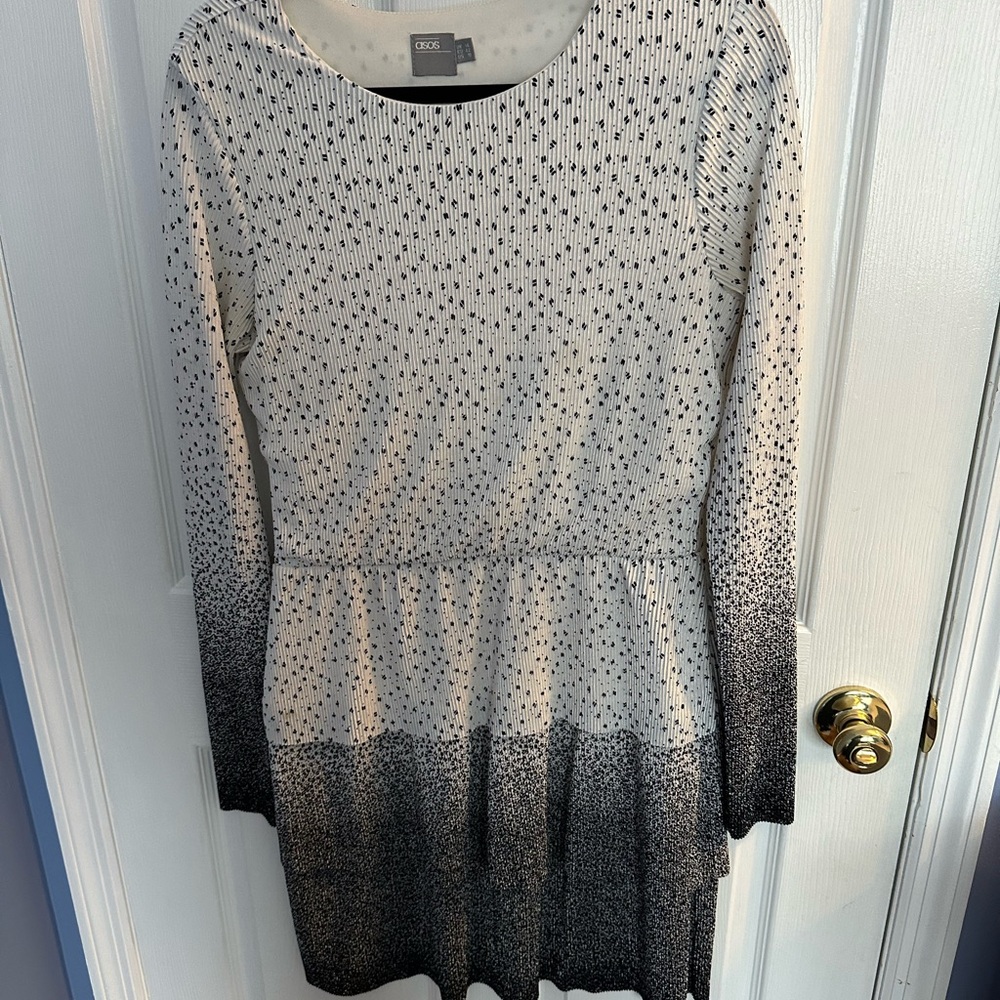ASOS Monochrome Gradient Long Sleeve Dress